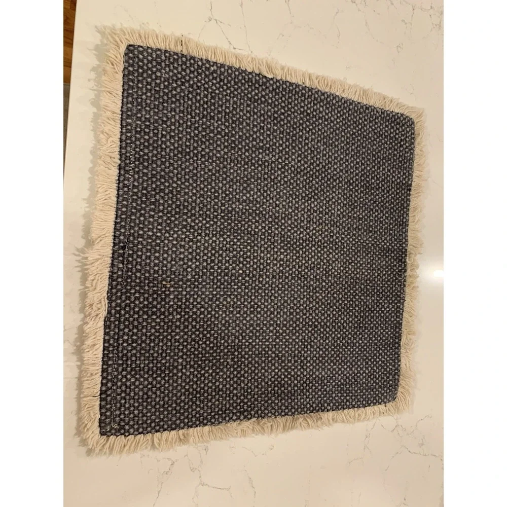 Pottery Barn Placemats Eight Mason Handwoven Cotton‎ Fringe Blue 14